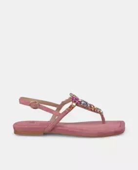 Женские сандалии на плоской подошве с поддержкой носка и отделкой стразами с застежкой-пряжкой Alma en Pena, лиловый