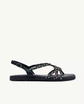 Женские сандалии на плоской подошве с рафией и регулируемой застежкой на пятке Gioseppo, черный