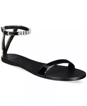 Женские сандалии на плоской подошве с украшением Victoria AAJ By Aminah, черный