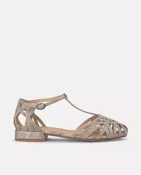 Женские сандалии на плоской подошве с закругленным носком и застежкой-пряжкой Alma en Pena, золотой