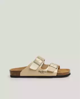 Женские сандалии на плоской подошве с застежкой на две пряжки Pepe Jeans, золото