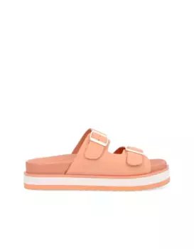 Женские сандалии на плоской подошве с застежкой-пряжкой и двухцветной подошвой No Name, цвет Salmn