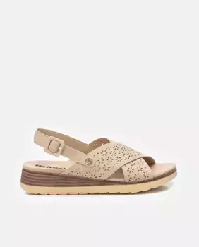 Женские сандалии на плоской подошве с застежкой-пряжкой Refresh, бежевый