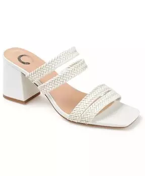 Женские сандалии Natia Woven Block Heel Journee Collection, белый
