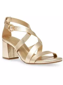 Женские сандалии Rowen из искусственной кожи с пряжками и ремешками Anne Klein, золотой