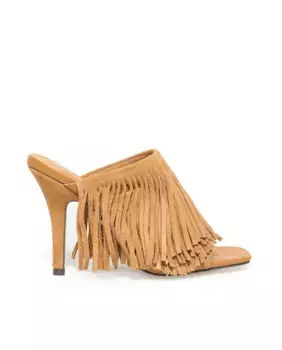 Женские сандалии с бахромой Sfera, цвет Camel