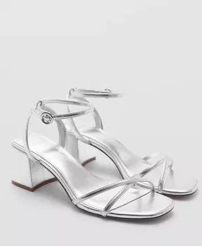 Женские сандалии с металлизированным ремешком MANGO, серебро