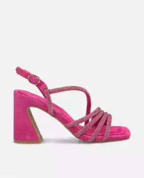 Женские сандалии с перекрещивающимися на подъеме ремешками, украшенными стразами Alma en Pena, фуксия
