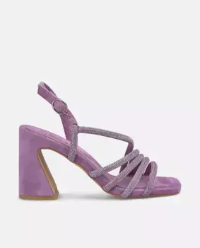Женские сандалии с перекрещивающимися на подъеме ремешками, украшенными стразами Alma en Pena, фиолетовый