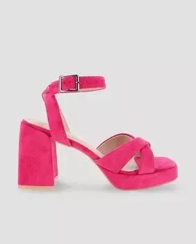 Женские сандалии с застежкой-пряжкой и отделкой под замшу. Blogger, фуксия