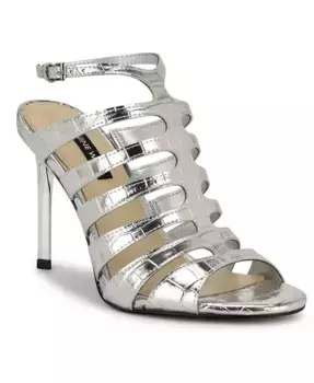 Женские сандалии Saleen Caged Stiletto Nine West, серебряный