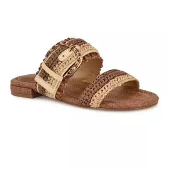 Женские сандалии Sameey с открытым носком на плоской подошве Nine West, цвет dark brown natural mul