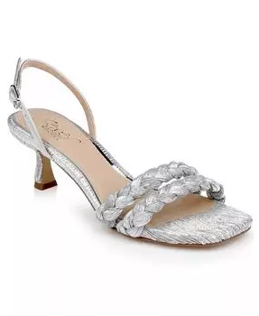 Женские сандалии Sharon Square Toe Dress Jewel Badgley Mischka, серебряный