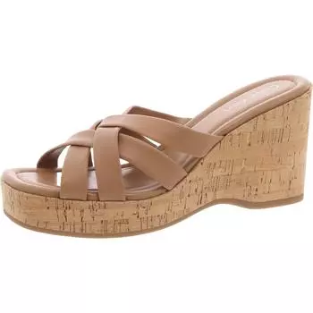 Женские сандалии-слайды из искусственной кожи с ремешками Calvin Klein, цвет medium natural