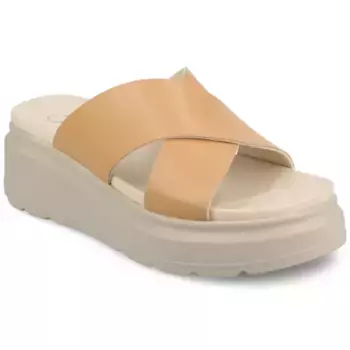 Женские сандалии-слипоны Cathie crisscross на платформе Journee, коричневый