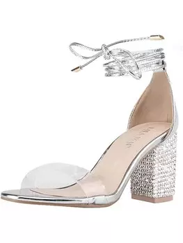 Женские сандалии со стразами и ремешками LALA IKAI, цвет Silver/Clear