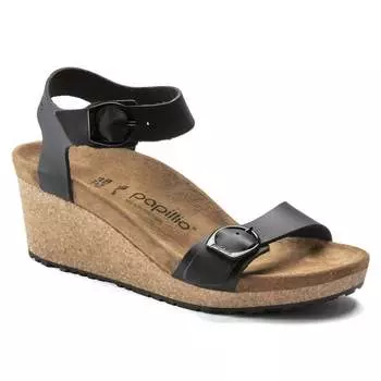 Женские сандалии Soley из нубуковой кожи цвета черный металлик Birkenstock