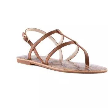 Женские сандалии Super Woman из веганской кожи с открытой пяткой на плоской подошве BC Footwear, цвет cognac/v leather
