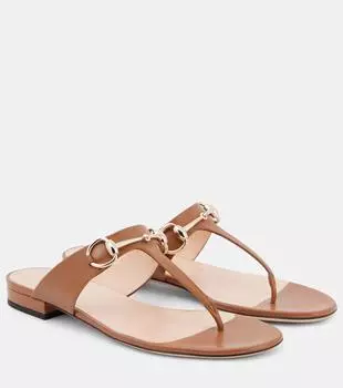 Женские сандалии-танкетки из кожи с подвеской Horsebit Gucci, Luminous Wood
