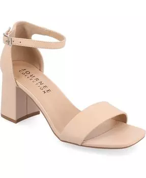 Женские сандалии Valenncia Tru Comfort из пенопласта с открытым квадратным носком и ремешком на щиколотке Journee Collection, цвет Vanilla