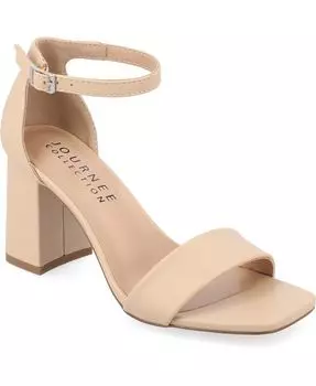Женские сандалии Valenncia Tru Comfort из пенопласта с открытым квадратным носком и ремешком на щиколотке Journee Collection, цвет Shell