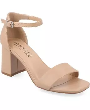 Женские сандалии Valenncia Tru Comfort из пенопласта с открытым квадратным носком и ремешком на щиколотке Journee Collection, цвет Almond