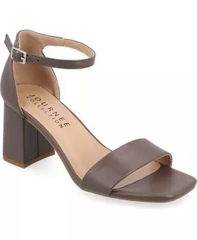 Женские сандалии Valenncia Tru Comfort из пенопласта с открытым квадратным носком и ремешком на щиколотке Journee Collection, цвет Truffle