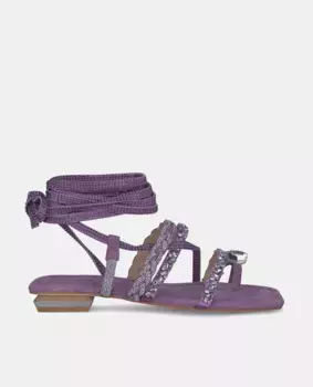 Женские сандалии в греческом стиле на плоской подошве, завязывающиеся на щиколотке Alma en Pena, пурпурный