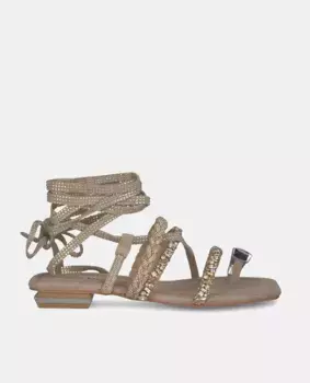 Женские сандалии в греческом стиле на плоской подошве с квадратным носком Alma en Pena, бежевый