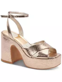 Женские сандалии Wessi на платформе с тиснением крест-накрест спереди Dolce Vita, цвет gold crackled
