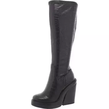 Женские сапоги Aligned с принтом крокодилов и блочным каблуком до середины голени Steve Madden, черный