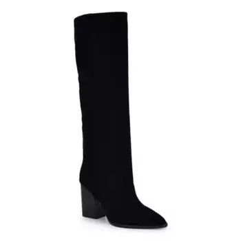 Женские сапоги Chicke на блочном каблуке с высоким голенищем Nine West, цвет black suede