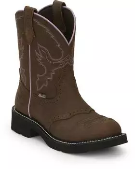 Женские сапоги Gypsy Gemma Rustic Aged Bark Round Toe Western Boots - Средняя ширина, коричневый/розовый Justin