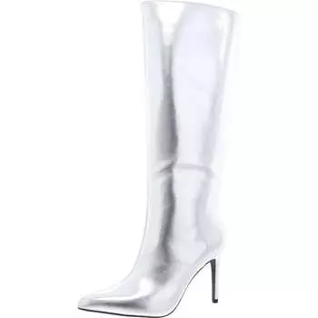 Женские сапоги Marysol из искусственной кожи с мятым эффектом до колена Mia, серебряный