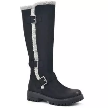 Женские сапоги Merritt с рифленой подошвой и искусственным мехом до колена Cliffs by White Mountain, цвет black/fabric