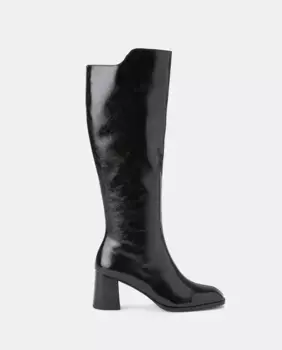 Женские сапоги на каблуке из мятой лакированной кожи Latouche, черный