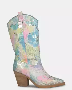 Женские сапоги на высоком каблуке с вышивкой и острым носком Alma en Pena, мультиколор