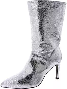 Женские сапоги Orlana с металлическим острым носком до середины голени All Saints, цвет metallic silver