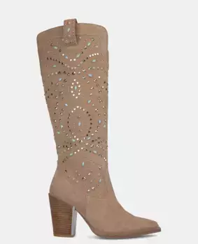 Женские сапоги с застежкой-молнией и заклепками Alma en Pena, коричневый