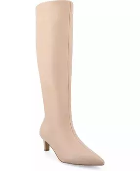 Женские сапоги Tullip Wide Width Wide с каблуком-рюмочкой и острым носком, до колена Journee Collection, розовый