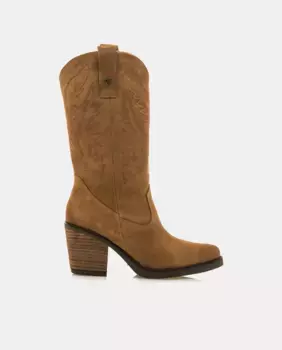 Женские сапоги в ковбойском стиле с вышивкой Mustang, коричневый