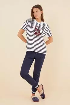 Женские секретные хлопковые пижамные брюки Mix & Match HARRY POTTER COLLEGE women'secret, темно-синий
