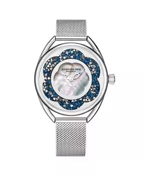Женские серебряные часы-браслет из нержавеющей стали с сеткой, 38 мм Stuhrling, серебро