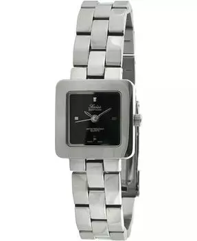 Женские серебряные роскошные маленькие часы с квадратными звеньями и черным циферблатом Swiss Edition, серебро