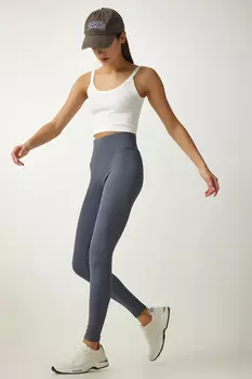 Женские серые колготки с запахом и высокой талией Happiness Istanbul, серый