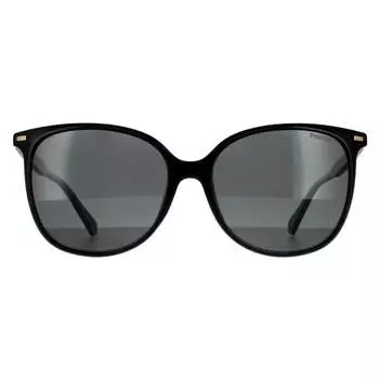 Женские серые поляризационные солнцезащитные очки «кошачий глаз» Polaroid, черный