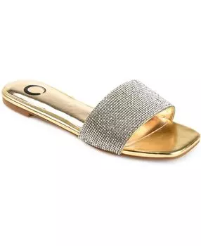 Женские серые сандалии со стразами Journee Collection, золотой