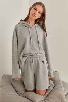 Женские серые шорты на шнуровке с эластичной резинкой на талии Vitrin, серый