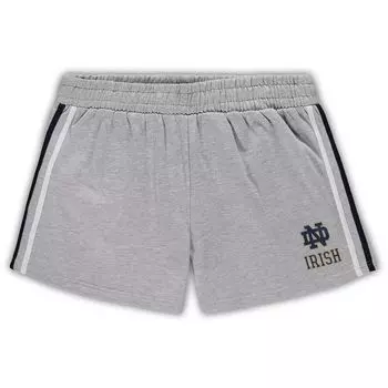 Женские серые шорты Notre Dame Fighting Irish с 2 полосками большого размера