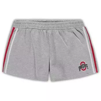 Женские серые шорты Ohio State Buckeyes с 2 полосками, размера плюс